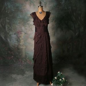 Adrianna Papell Occasions Petal Gown Dk Brn Sz14